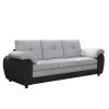 81.9‚Ä≥ Large size Three Seat Sofa,Modern Upholstered,Black leather paired with light gray velvet