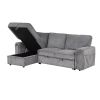 U_STYLE Upholstery Sleeper Sectional Sofa with Storage Bags and 2 cup holders on Arms