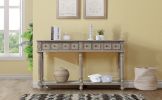 Retro Console Table Entryway Table 58" Long Sofa Table with 2 Drawers in Same Size and Bottom Shelf for Storage (Rustic )