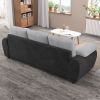 81.9‚Ä≥ Large size Three Seat Sofa,Modern Upholstered,Black leather paired with light gray velvet