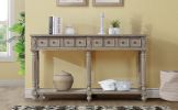 Retro Console Table Entryway Table 58" Long Sofa Table with 2 Drawers in Same Size and Bottom Shelf for Storage (Rustic )