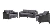 Callie Gray Velvet Fabric Sofa Loveseat Chair Living Room Set