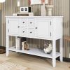 TREXM Cambridge Series Ample Storage Vintage Console Table with Four Small Drawers and Bottom Shelf for Living Rooms, Entrances and Kitchens (White, O