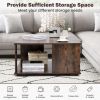 2 Tiers Square Coffee Table with Storage and Non-Slip Foot Pads