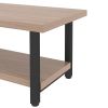 Modern furniture luxury simple style rectangular double-layer tea table wood steel light brown
