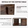2 Tiers Square Coffee Table with Storage and Non-Slip Foot Pads