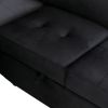 Sleeper Sectional Sofa, L-Shape Corner Couch Sofa-Bed with Storage Ottoman & Hidden Arm Storage & USB Charge for Living Room Apartment, Black