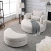 [Video] Welike Swivel Accent Barrel Modern Sofa Lounge Club Big Round Chair with Storage Ottoman Linen Fabric for Living Room Hotel with Pillows . *2P