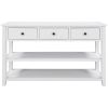 TREXM Retro Design Console Table with Two Open Shelves, Pine Solid Wood Frame and Legs for Living Room (Antique White)
