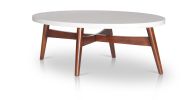 Mid-Century Modern Cocktail Table - Natural Cherry Legs, White Silverstone¬Æ Tops - Contemporary Simplicity with Classic Design
