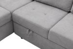 Sleeper Sectional Sofa, L-Shape Corner Couch Sofa-Bed with Storage Ottoman & Hidden Arm Storage & USB Charge for Living Room Apartment, Gray