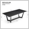Rectangular MDF Dining Table Mid Century Modern for Dining Room Balcony Cafe Bar Conference Matt black