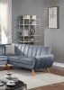 Contemporary 2-Pcs Sectional Set Living Room Furniture Dark Gray Velvet Couch Left Facing Sofa, Right Facing Loveseat Wedge Plush Cushion