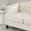 57" Chesterfield Sofa Grey Velvet for Living Room, 2 Seater Sofa Tufted Couch with Rolled Arms and Nailhead for Living Room, Bedroom, Office, Apartmen