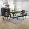 Rectangular MDF Dining Table Mid Century Modern for Dining Room Balcony Cafe Bar Conference Matt black