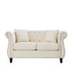 58.8" Chesterfield Sofa Beige Velvet for Living Room, 2 Seater Sofa Tufted Couch with Rolled Arms and Nailhead for Living Room, Bedroom, Office, Apart