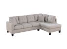 Living Room Furniture 2-PCS Sectional Sofa Set LAF Sofa And RAF Chaise Mushroom Color Tweeted-Like Velvet Tufted Couch Nailheads