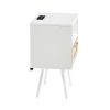 15.75" Rattan End table with Power Outlet & USB Ports , Modern nightstand with drawer and solid wood legs, side table for living room, bedroom, white