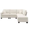 [VIDEO provided][New]89.8*60.2" Modern Sectional Sofa,5-Seat Modular Couch Set with Convertible Ottoman,L-Shape Linen Fabric Corner Couch Set with 2 P