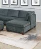 Living Room Furniture Grey Chenille Modular Sectional 9pc Set Large Family U- Sectional Modern Couch 3x Corner Wedge 4x Armless Chairs and 2x Ottoman