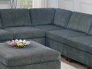 Living Room Furniture Grey Chenille Modular Sectional 8pc Set Large Corner L-Sectional Modern Couch 2x Corner Wedge 4x Armless Chairs and 2x Ottomans