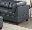 Contemporary Genuine Leather Black Tufted 6pc Modular Sectional Set 3x Corner Wedge 2x Armless Chair 1x Ottoman Living Room Furniture Sofa Couch