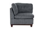 Ash Grey Chenille Fabric Modular Sectional 9pc Set Living Room Furniture Corner Sectional Couch 3x Corner Wedge 4x Armless Chairs and 2x Ottomans Tuft