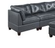 Contemporary Genuine Leather Black Tufted 7pc Modular Sectional Set 3x Corner Wedge 3x Armless Chair 1x Ottoman Living Room Furniture Sofa Couch