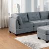 Modular Sofa Set 6pc Set Living Room Furniture Sofa Loveseat Tufted Couch Nail heads Gray Linen Like Fabric 4x Corner Wedge 1x Armless Chair and 1x Ot