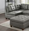 Living Room Furniture Antique Grey Modular Sectional 7pc Set Breathable Leatherette Tufted Couch 2x Corner Wedge 4x Armless Chairs and 1x Ottoman U-Sh