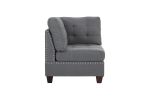 Modular Sofa Set 6pc Set Living Room Furniture Sofa Loveseat Tufted Couch Nail heads Gray Linen Like Fabric 4x Corner Wedge 1x Armless Chair and 1x Ot