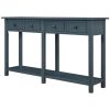 TREXM Rustic Brushed Texture Entryway Table Console Table with Drawer and Bottom Shelf for Living Room (Antique Navy)