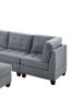 Contemporary Modular Sectional 6pc Set Living Room Furniture Corner Sectional Gray Linen Like Fabric Tufted Nail heads 2x Corner Wedge 3x Armless Chai