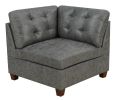 Living Room Furniture Antique Grey Modular Sectional 6pc Set Breathable Leatherette Tufted Couch 2x Corner Wedge 2x Armless Chairs and 2x Ottoman L-Sh