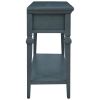 TREXM Classic Retro Style Console Table with Three Top Drawers and Open Style Bottom Shelf, Easy Assembly (Navy)