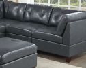 Contemporary Genuine Leather Black Tufted 6pc Modular Sectional Set 3x Corner Wedge 2x Armless Chair 1x Ottoman Living Room Furniture Sofa Couch
