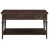 TREXM Classic Retro Style Console Table with Three Top Drawers and Open Style Bottom Shelf, Easy Assembly (Espresso)