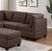 Modular Sectional 6pc Set Living Room Furniture Corner Sectional Tufted Nail heads Couch Black Coffee Linen Like Fabric 3x Corner Wedge 2x Armless Cha