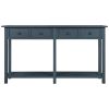 TREXM Rustic Brushed Texture Entryway Table Console Table with Drawer and Bottom Shelf for Living Room (Antique Navy)