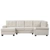 120" Modern U-Shaped Corner Sectional Sofa Upholstered Linen Fabric Sofa Couch for Living Room, Bedroom, Beige