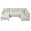 120" Modern U-Shaped Corner Sectional Sofa Upholstered Linen Fabric Sofa Couch for Living Room, Bedroom, Beige
