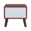 U-Can 3 Piece TV Stand set, 1 TV Stand and 2 End Tables with Drawers and Embossed Patterns for Living Room, Brown+White