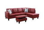 Red Semi PU Synthetic Leather Sofa Living Room Sofa