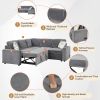 83" L-Shaped Pull Out Sofa Bed Modern Convertible Sleeper Sofa with 2 USB ports, 2 Power Sockets and 3 Pillows for Living Room, Bedroom, Office, Gray