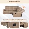 87.5" Manual Reclining Home Theater Seating Recliner Chair Sofa with Flipped Middle Backrest, 2 Cup Holders for Living Room, Bedroom, Home Theater, Li