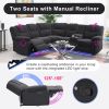 94.4" Home Theater Seating Modern Manual Recliner Sofa Chairs with Storage Box and Two Cup Holders for Living Room, Black