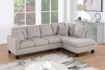 Living Room Furniture 2-PCS Sectional Sofa Set LAF Sofa And RAF Chaise Mushroom Color Tweeted-Like Velvet Tufted Couch Nailheads