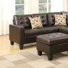 Modular Sectional w Ottoman Espresso Faux Leather 4pcs Sectional Sofa LAF And RAF Loveseat Corner Wedge Ottoman Tufted Cushion Couch