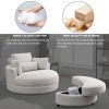 [Video] Welike Swivel Accent Barrel Modern Sofa Lounge Club Big Round Chair with Storage Ottoman Linen Fabric for Living Room Hotel with Pillows . *2P