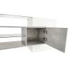ON-TREND Unique Shape TV Stand with 2 Illuminated Glass Shelves, High Gloss Entertainment Center for TVs Up to 80", Versatile TV Cabinet with LED Colo